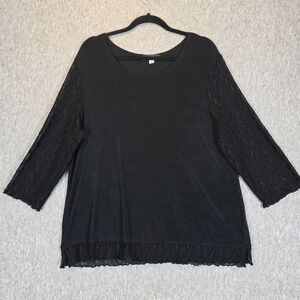 Slinky Travelers Tunic Top Blouse Black Lace Sleeves Wmn's 2X